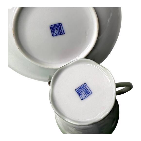 Japanese Nishiura Ware TEA CUP & SAUCER SET Bone China Pom Pom Chrysanthemum - Picture 3 of 7